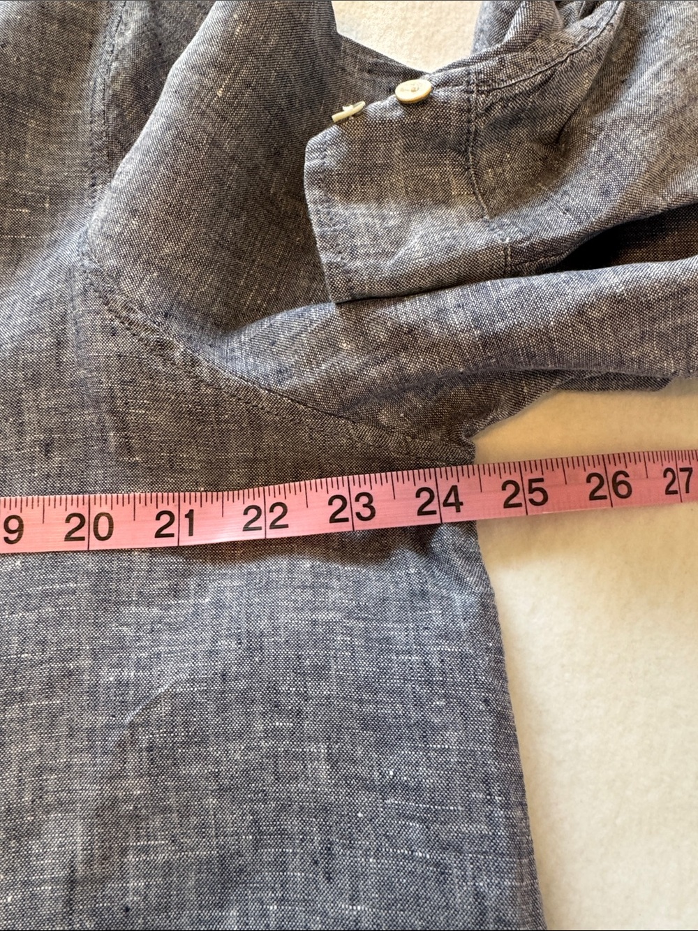 Tahari 100% Linen Blue Gray Tunic Shirt 1X Long Button Front Lagenlook - Picture 7 of 11
